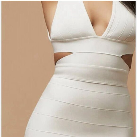 HERVE LEGER FOREVER 21 Bandage White Midi Dress with cutouts Sz Medium‎ NWOT - Picture 4 of 7